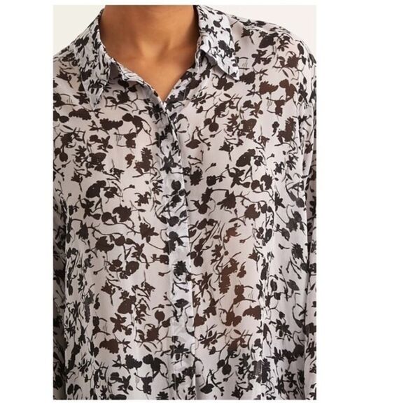 Dorothee Schumacher Women's Size XL NWT Light Blue Black Flowers Floral Blouse - Picture 4 of 14